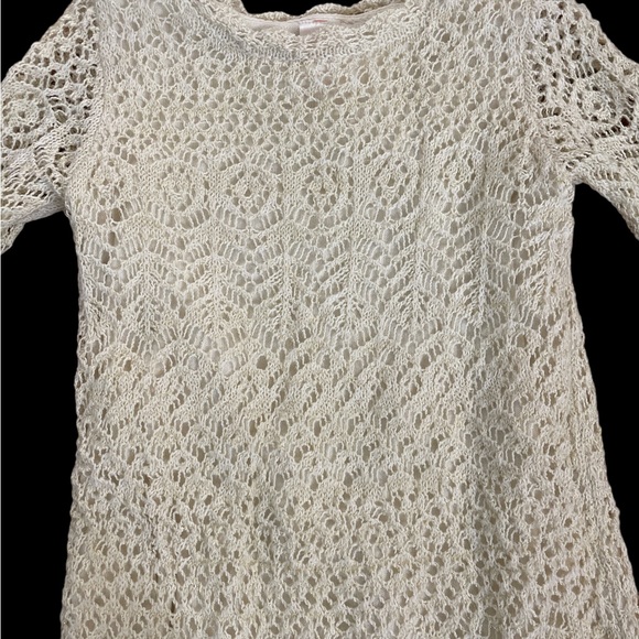 Cat & Jack girls ivory gold crochet lace winter dress S 6X great winter fall - Picture 3 of 5